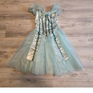 Vintage Art Stone Girl M-CH Blue Sequin Lace Dance Dress